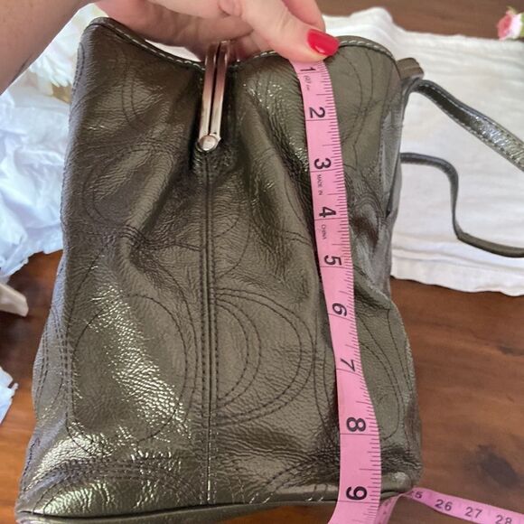 Coach Vintage hand bag green with blue satin 3 divisions - Picture 12 of 12